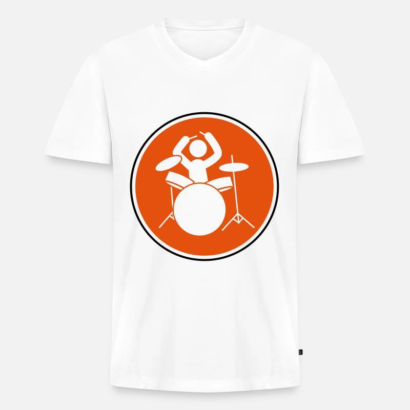 drummer icon schlagzeuger - Männer Premium Bio T-Shirt mit V-Ausschnitt - Weiß