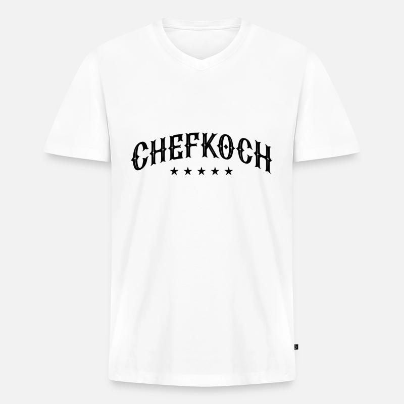 Chefkoch Kochen Sterne Koch - Männer Premium Bio T-Shirt mit V-Ausschnitt - Weiß