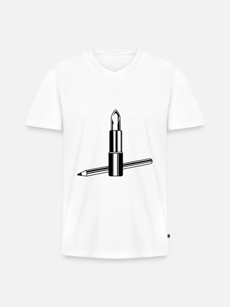 Lipstick Symbol Make up - Men's Premium Organic T-shirt with V-neck - white
