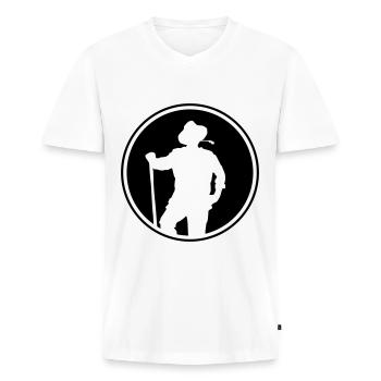 farmer kreis - Männer Premium Bio T-Shirt mit V-Ausschnitt - Weiß - Vorne - Nico (187cm)