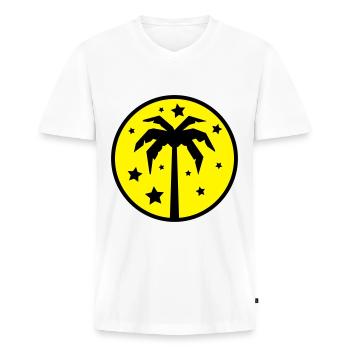 Palm Tree Beach - Men's Premium Organic T-shirt with V-neck - white - Front - Nico (187cm)