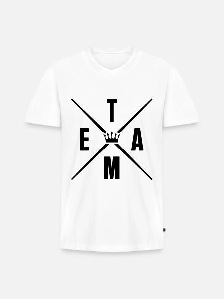 team krone - T-shirt encolure en V Premium bio Homme - blanc