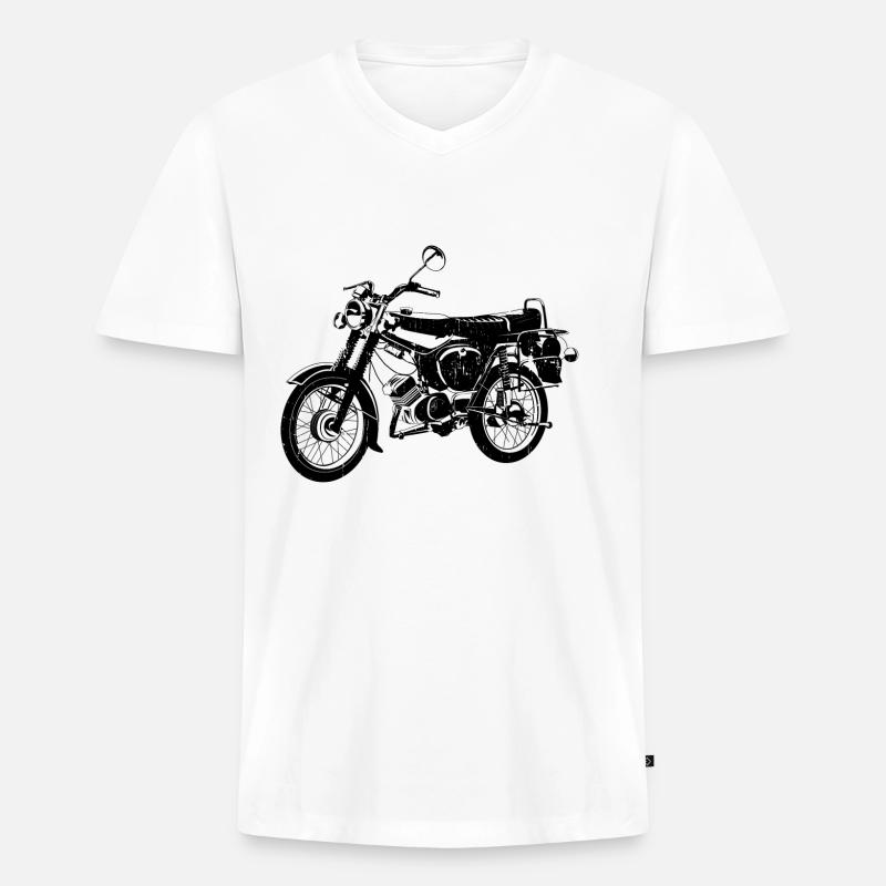 Simson S51 B4 - Männer Premium Bio T-Shirt mit V-Ausschnitt - Weiß