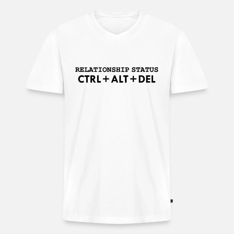 Relationship status CTRL ALT DELETE - Männer Premium Bio T-Shirt mit V-Ausschnitt - Weiß