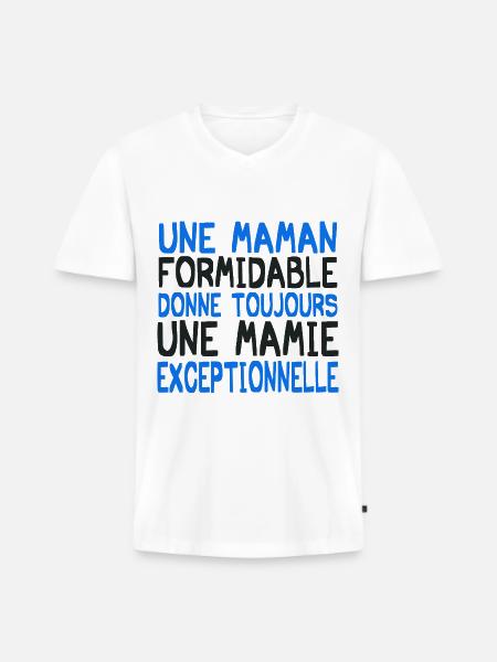 une maman formidable - T-shirt encolure en V Premium bio Homme - blanc