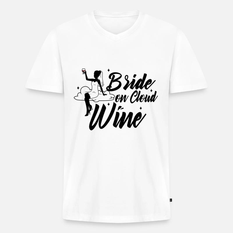 Bride on cloud wine - Männer Premium Bio T-Shirt mit V-Ausschnitt - Weiß
