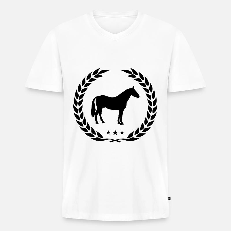 pferd silhouette kranz - Männer Premium Bio T-Shirt mit V-Ausschnitt - Weiß