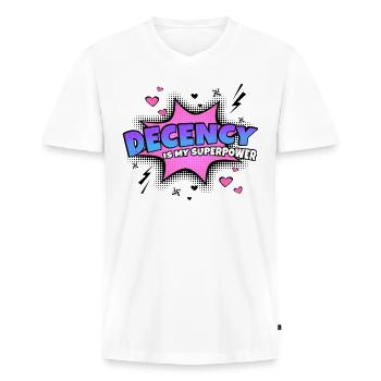 Decency is my superpower trait - Men's Premium Organic T-shirt with V-neck - white - Front - Nico (187cm)
