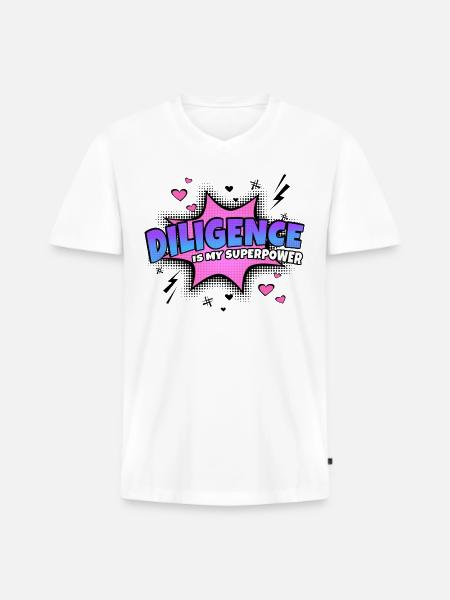 Diligence is my superpower trait - Men's Premium Organic T-shirt with V-neck - white