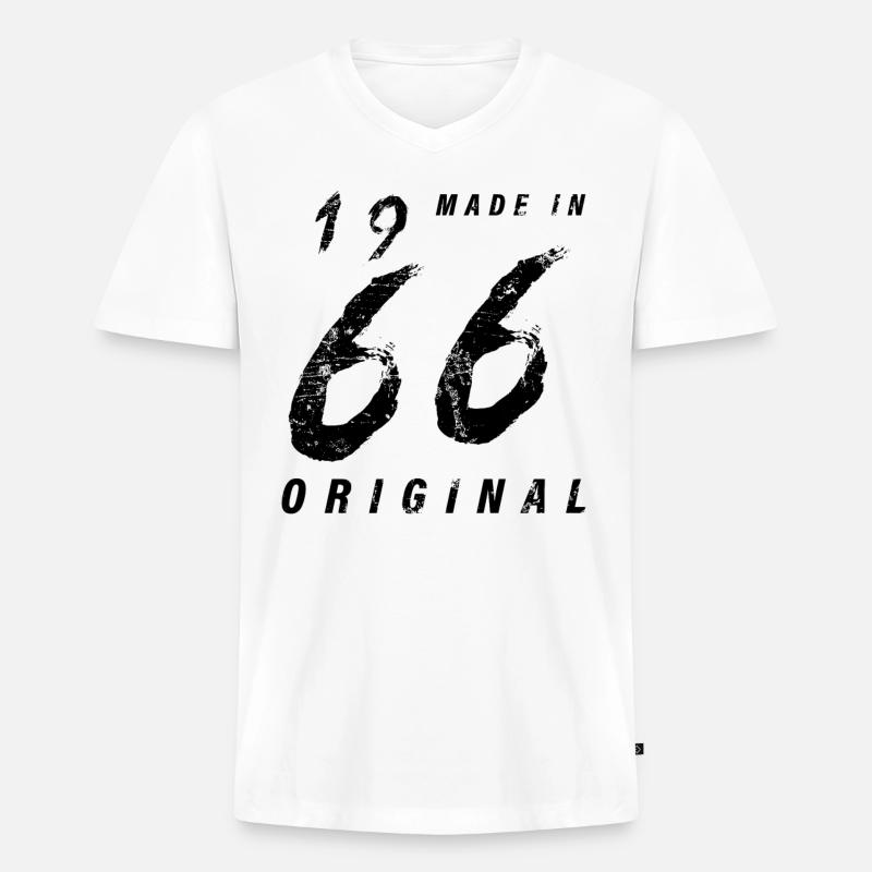 Made In 1966 Originale Compleanno Grunge Distressed - Maglietta ecologica premium da uomo con scollo a V - bianco