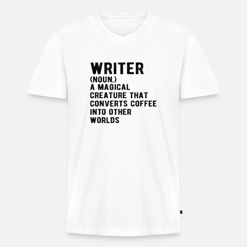 WRITING / AUTHOR: Writer Definition - Männer Premium Bio T-Shirt mit V-Ausschnitt - Weiß