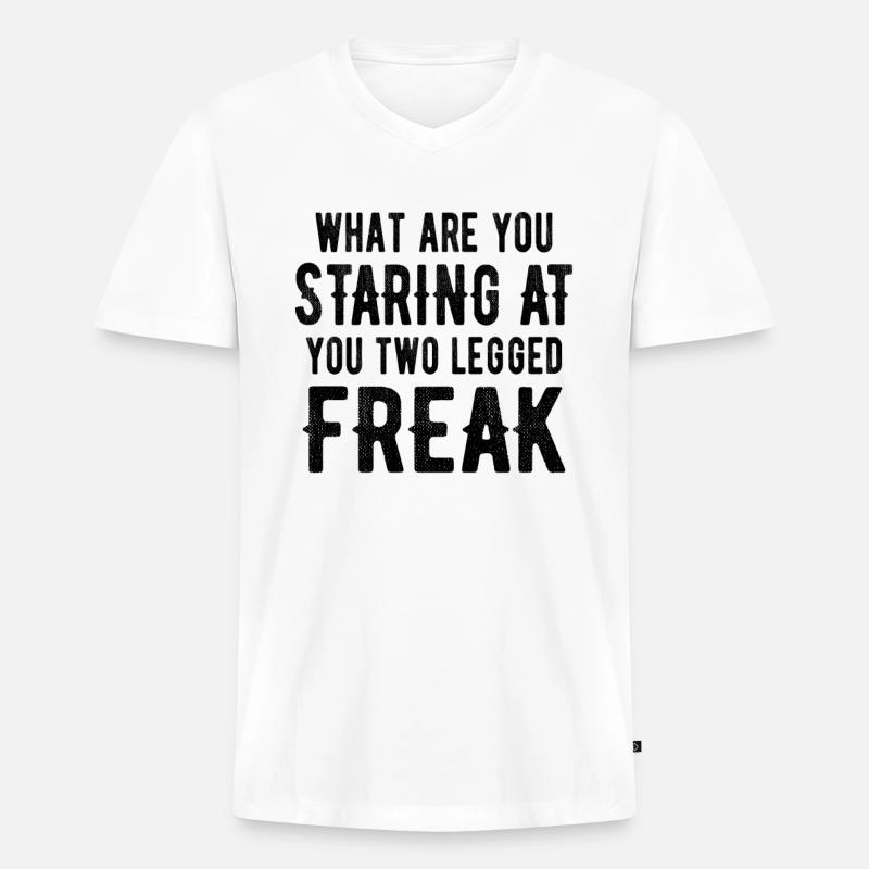 AMPUTEE: Two legged Freak - Männer Premium Bio T-Shirt mit V-Ausschnitt - Weiß