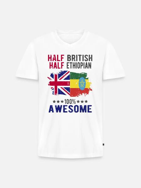 Half British Half Ethiopian - Men's Premium Organic T-shirt with V-neck - white