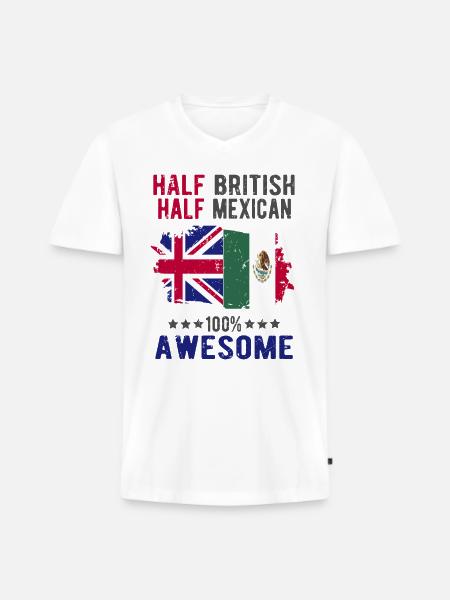 Half British Half Mexican - Men's Premium Organic T-shirt with V-neck - white