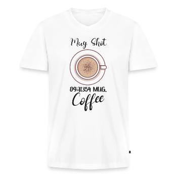 Coffee Lover Caffeine Molecule Java Latte Espresso - Men's Premium Organic T-shirt with V-neck - white - Front - Nico (187cm)