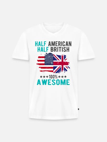 Half American Half British - Men's Premium Organic T-shirt with V-neck - white