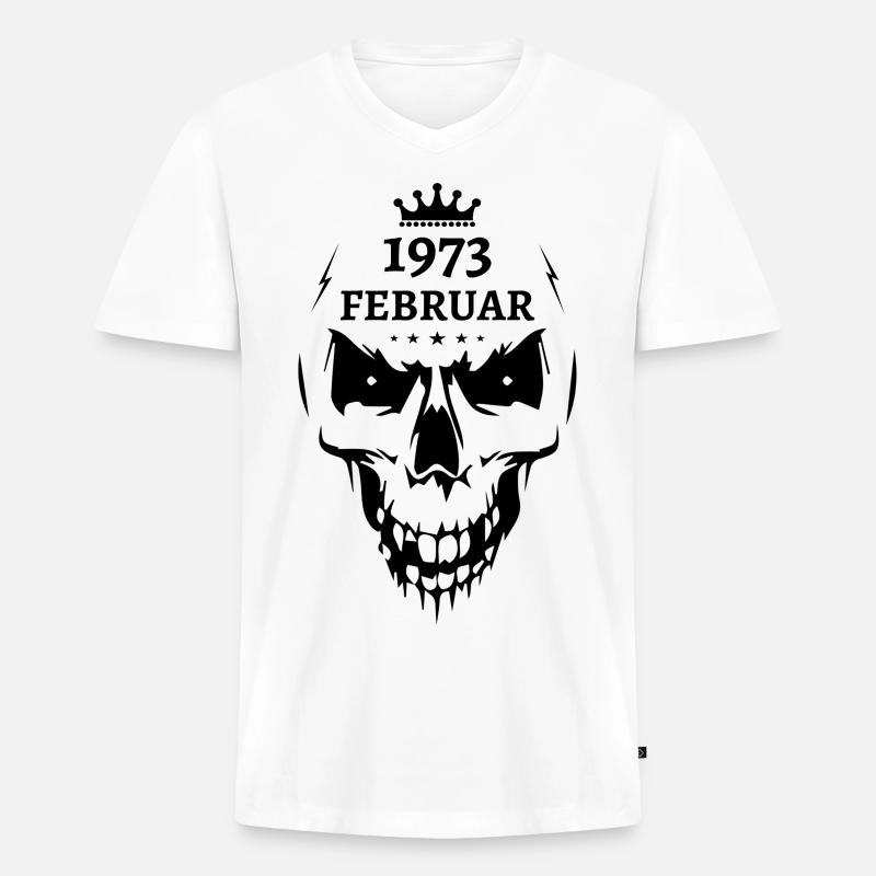 Februar 1973 Totenkopf - Männer Premium Bio T-Shirt mit V-Ausschnitt - Weiß