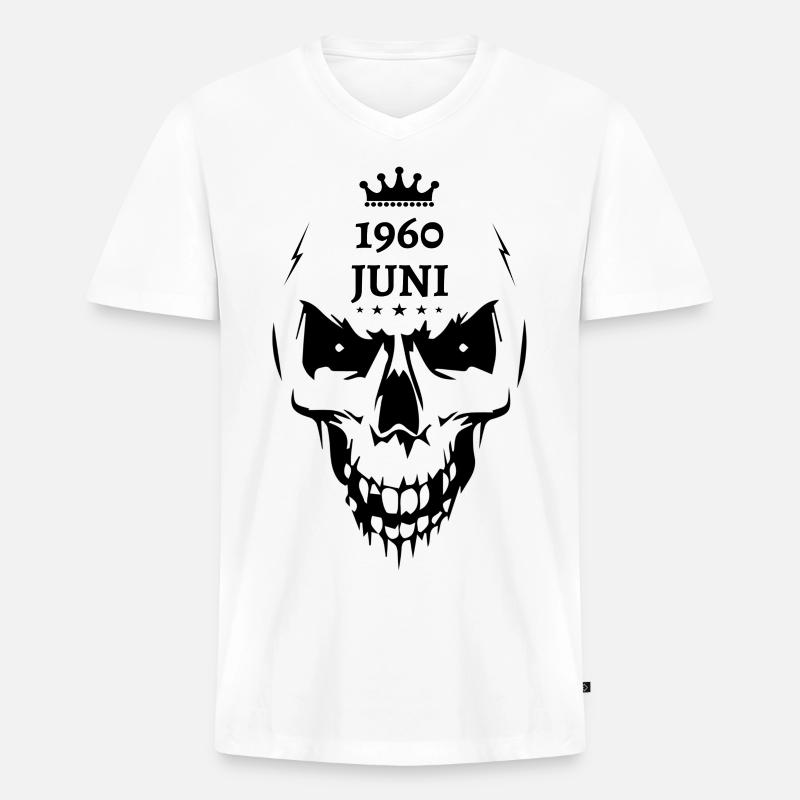 Juni 1960 Totenkopf - Männer Premium Bio T-Shirt mit V-Ausschnitt - Weiß
