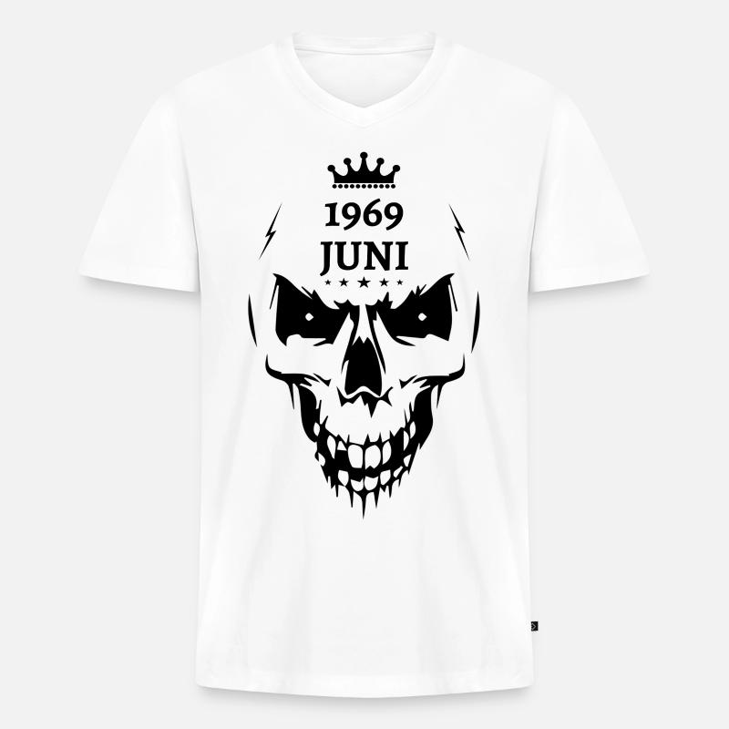 Juni 1969 Totenkopf - Männer Premium Bio T-Shirt mit V-Ausschnitt - Weiß
