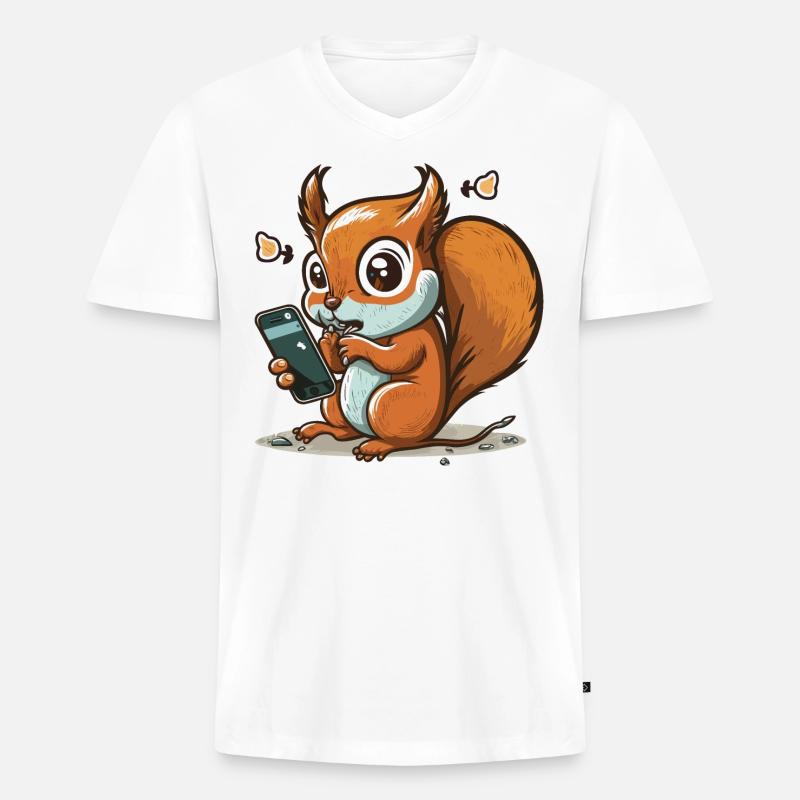 Scroll weiter, Eichhörnchen! - Männer Premium Bio T-Shirt mit V-Ausschnitt - Weiß