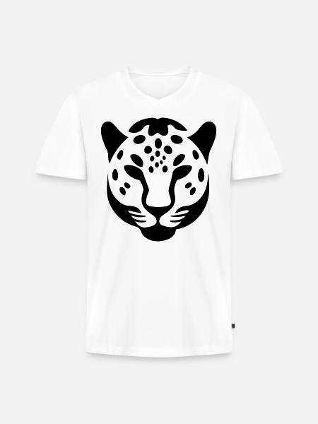 Leopard - Men's Premium Organic T-shirt with V-neck - white