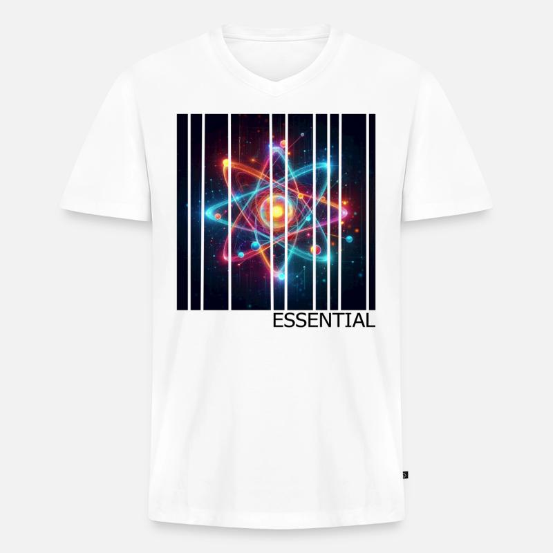 Atom - Männer Premium Bio T-Shirt mit V-Ausschnitt - Weiß