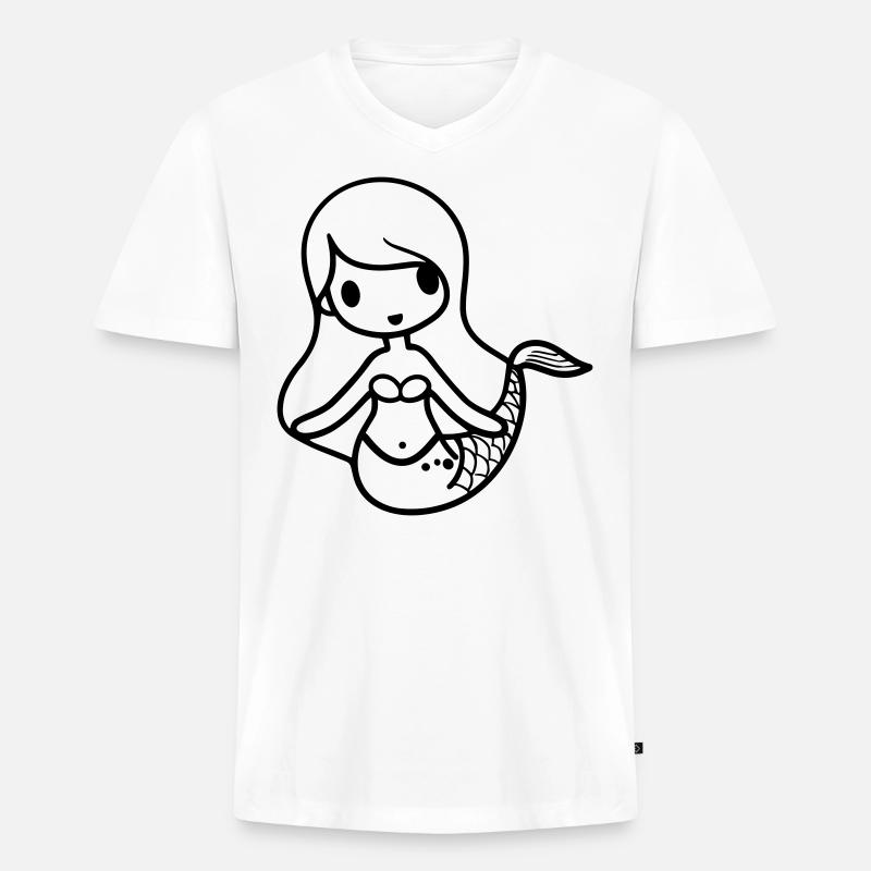 Meerjungfrau - Männer Premium Bio T-Shirt mit V-Ausschnitt - Weiß