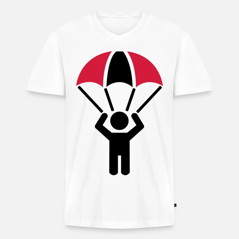Fallschirm - Männer Premium Bio T-Shirt mit V-Ausschnitt - Weiß