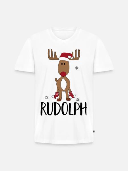 Noël - T-shirt encolure en V Premium bio Homme - blanc