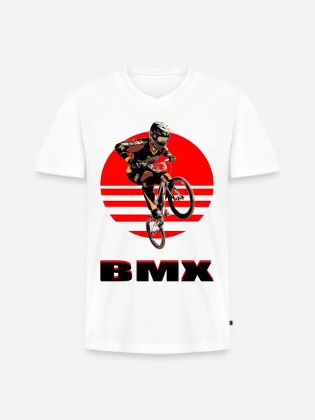 BMX Bike - Men's Premium Organic T-shirt with V-neck - white