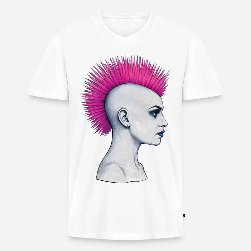 PUNKS NOT DEAD #3 – Steam Punk'n'Roll - Männer Premium Bio T-Shirt mit V-Ausschnitt - Weiß