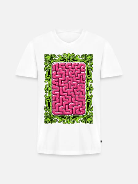 Brain in a frame - Männer Premium Bio T-Shirt mit V-Ausschnitt - Weiß