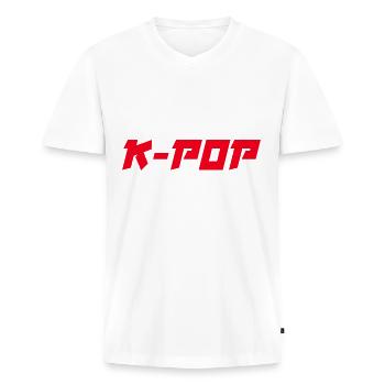 K-Pop Korean Pop Music - Men's Premium Organic T-shirt with V-neck - white - Front - Nico (187cm)