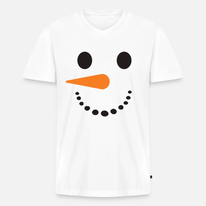 Schneemann Gesicht - Männer Premium Bio T-Shirt mit V-Ausschnitt - Weiß