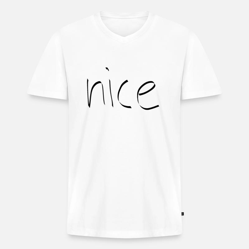 nice - Männer Premium Bio T-Shirt mit V-Ausschnitt - Weiß