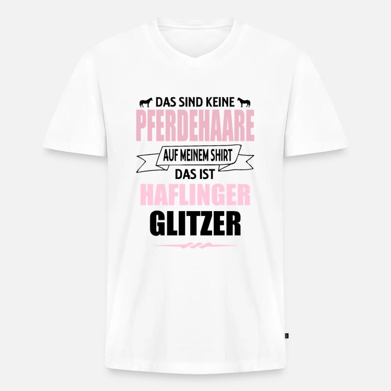 Pferde Pferd Haflinger Reiter Geschenk - Männer Premium Bio T-Shirt mit V-Ausschnitt - Weiß