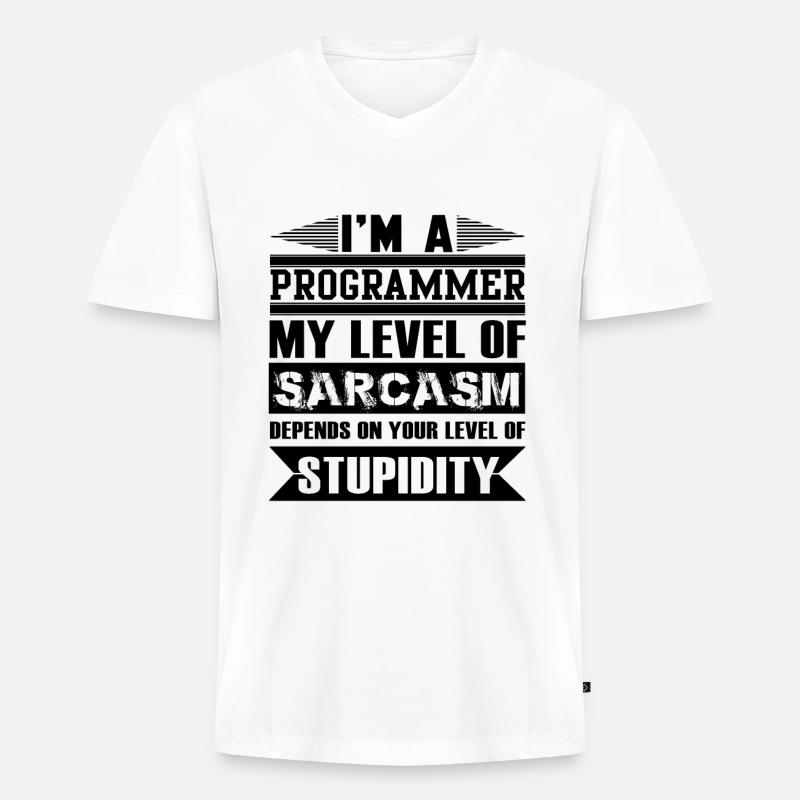 Programmierer - Männer Premium Bio T-Shirt mit V-Ausschnitt - Weiß