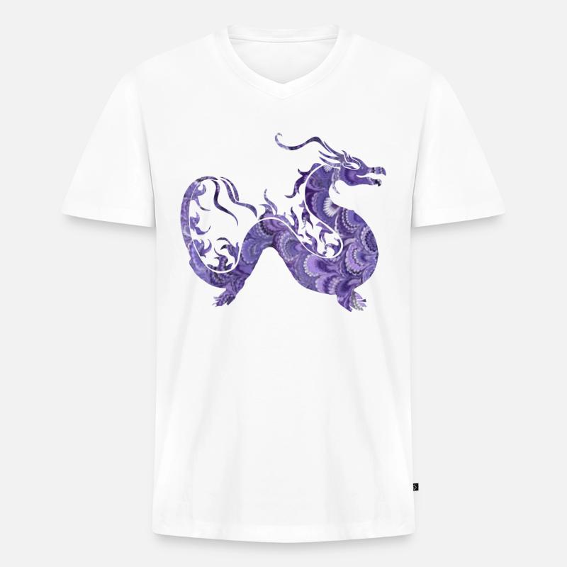 drachen e 76 - Männer Premium Bio T-Shirt mit V-Ausschnitt - Weiß