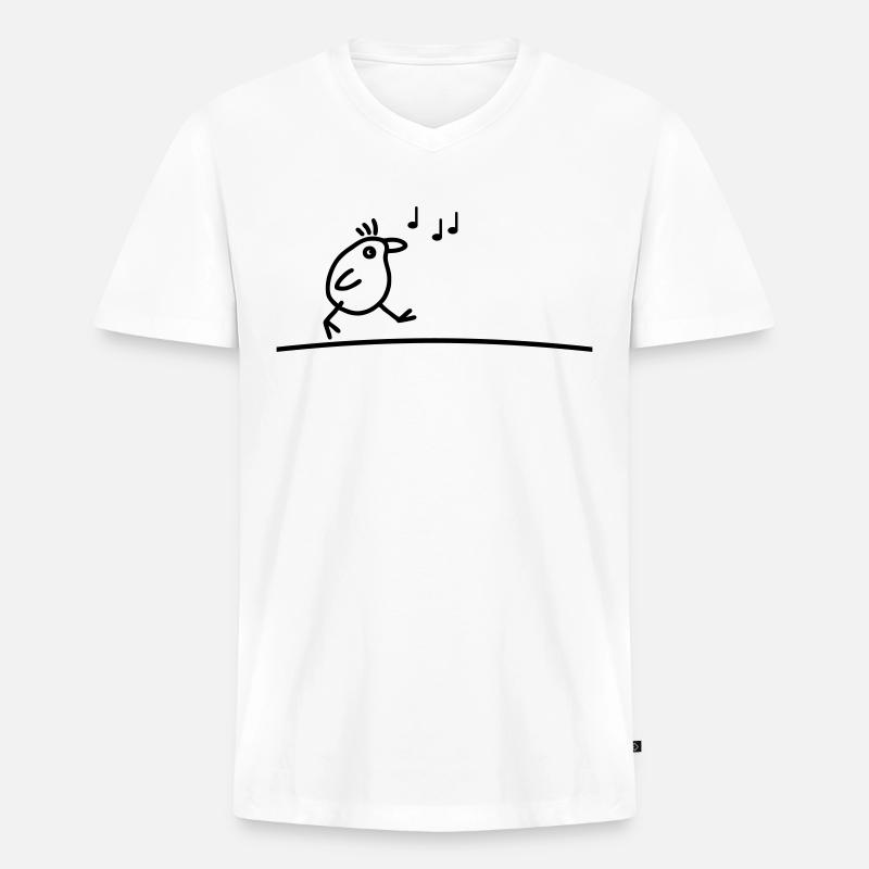 Singender Vogel - Männer Premium Bio T-Shirt mit V-Ausschnitt - Weiß
