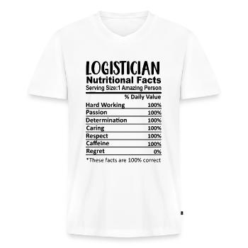 Logistiker Nährwertangaben lustig - Männer Premium Bio T-Shirt mit V-Ausschnitt - Weiß - Vorne - Nico (187cm)