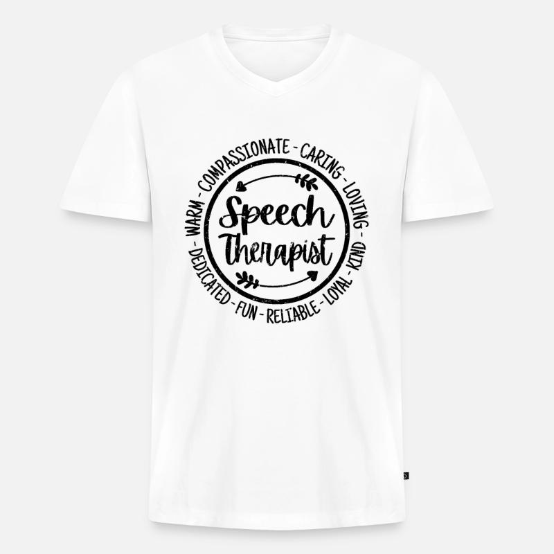 Logopäde - Männer Premium Bio T-Shirt mit V-Ausschnitt - Weiß