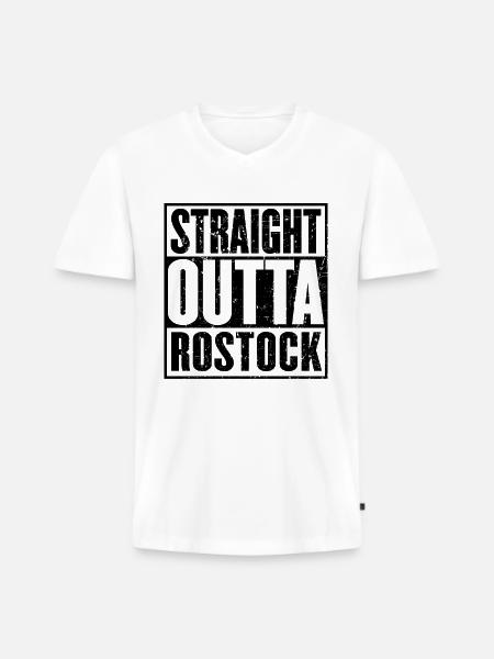 Direkt aus Rostock - Männer Premium Bio T-Shirt mit V-Ausschnitt - Weiß