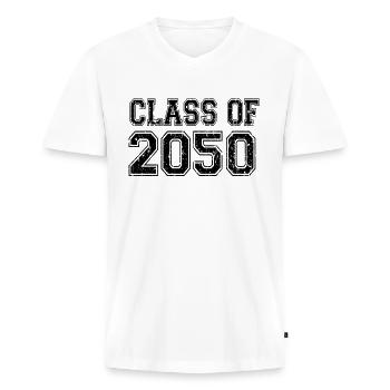 Class Of 2050 - Men's Premium Organic T-shirt with V-neck - white - Front - Nico (187cm)