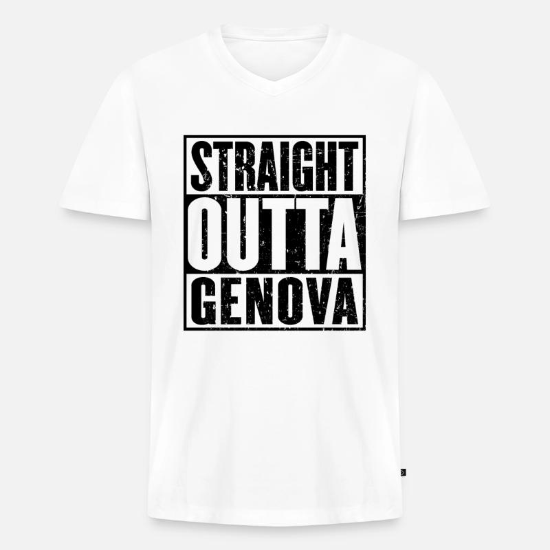 Gerade Outta Genova - Männer Premium Bio T-Shirt mit V-Ausschnitt - Weiß