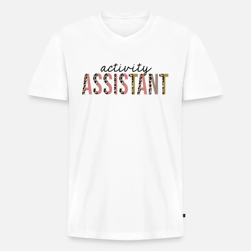 Activity Assistant Leopard Print Lustig - Männer Premium Bio T-Shirt mit V-Ausschnitt - Weiß