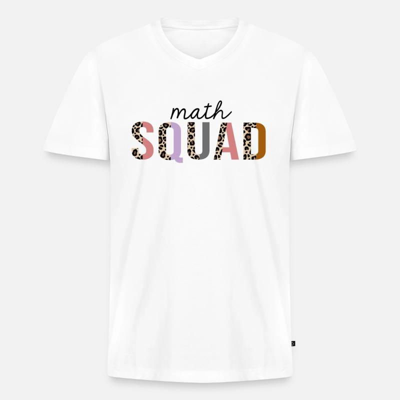 Math Squad Leopard Print Lustig - Männer Premium Bio T-Shirt mit V-Ausschnitt - Weiß