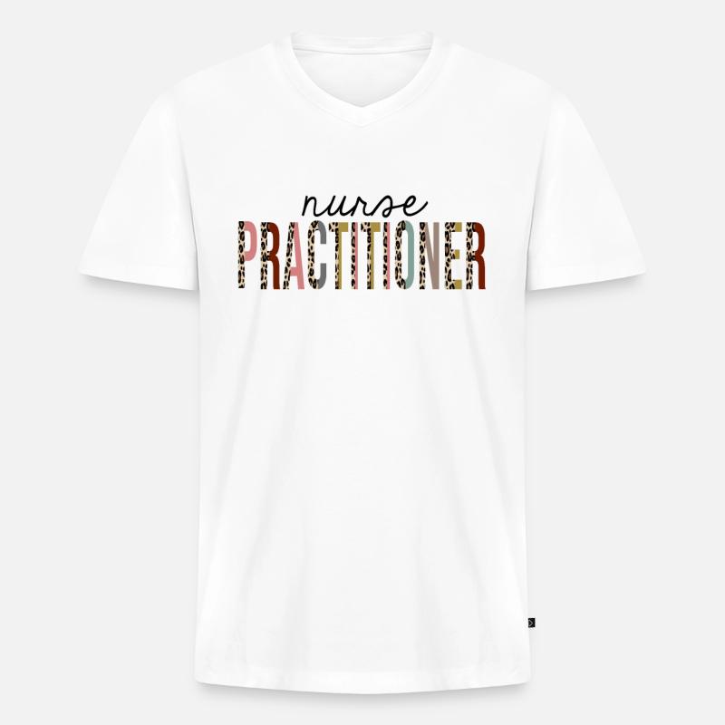 Nurse Practitioner Leopard Print Funny - Men's Premium Organic T-shirt with V-neck - white