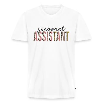Persönlicher Assistent Leopardenprint lustig - Männer Premium Bio T-Shirt mit V-Ausschnitt - Weiß - Vorne - Nico (187cm)