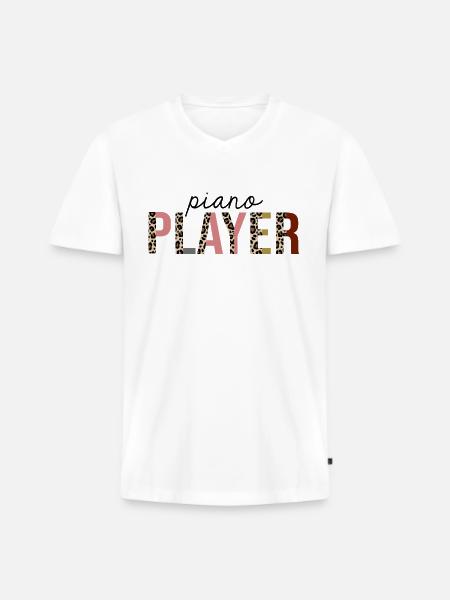 Piano Player Leopard Print Funny - Men's Premium Organic T-shirt with V-neck - white