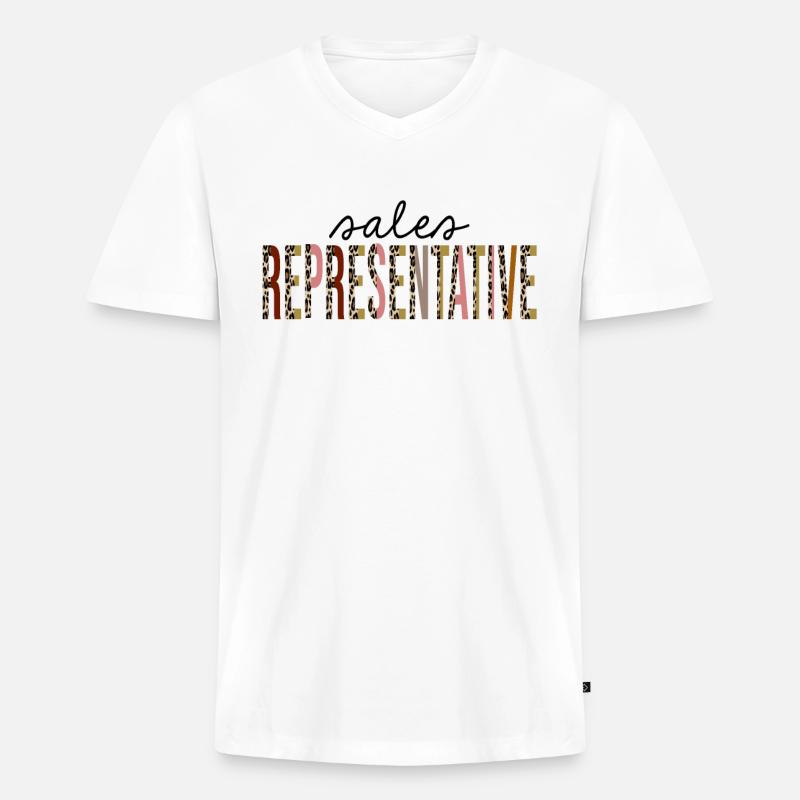 Vertriebsmitarbeiter Leopard Print Lustig - Männer Premium Bio T-Shirt mit V-Ausschnitt - Weiß
